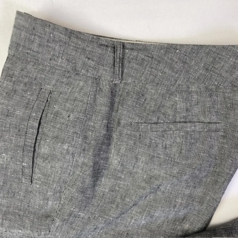 Banana Republic Martin Fit Linen Pants Gray Tailored Career Size 8